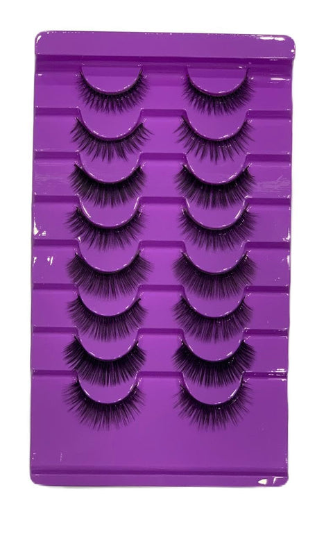 -8 PAIRS 3D Faux Mink False Eyelashes | Reusable Lightweight & Natural Looking | Bold Eye Makeup Look | for Party, Bridal & Professional Use-8 SHAPE -PURPLE