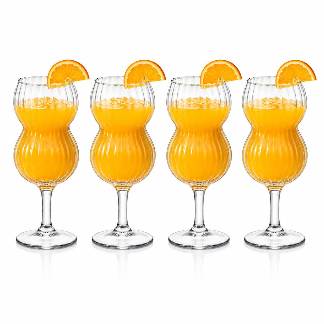 OVA Glass Drinking Cups Set – 4-Piece Clear Glass Tumblers for Water, Juice, and Daily Use, Durable & Elegant Drinkware