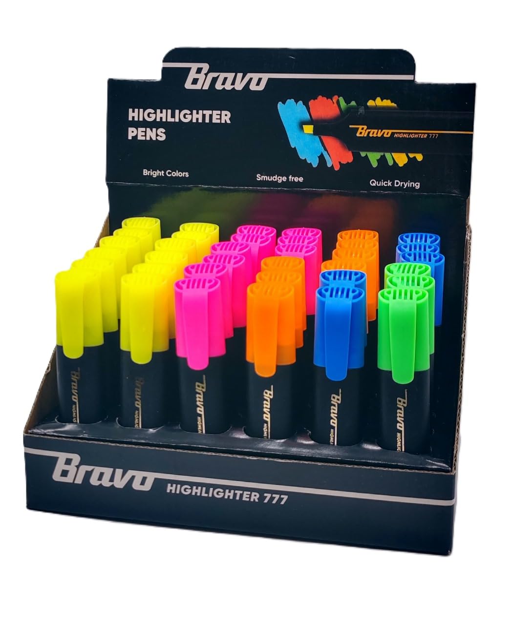 Bravo Highlighter Pen Stand of 36 Pens - Multi Color