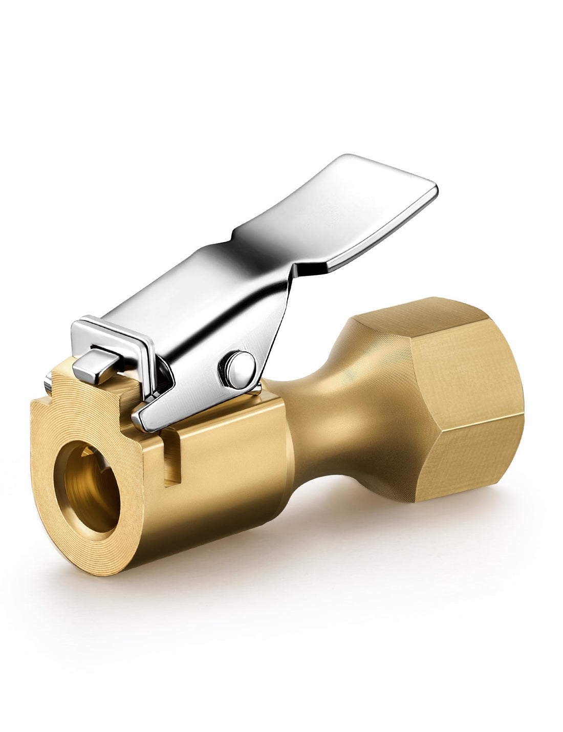 AstroAI Air Chuck, Heavy Duty Closed Flow Lock On Tire Chuck with Clip for Inflator Gauge Compressor Accessories, Yellow