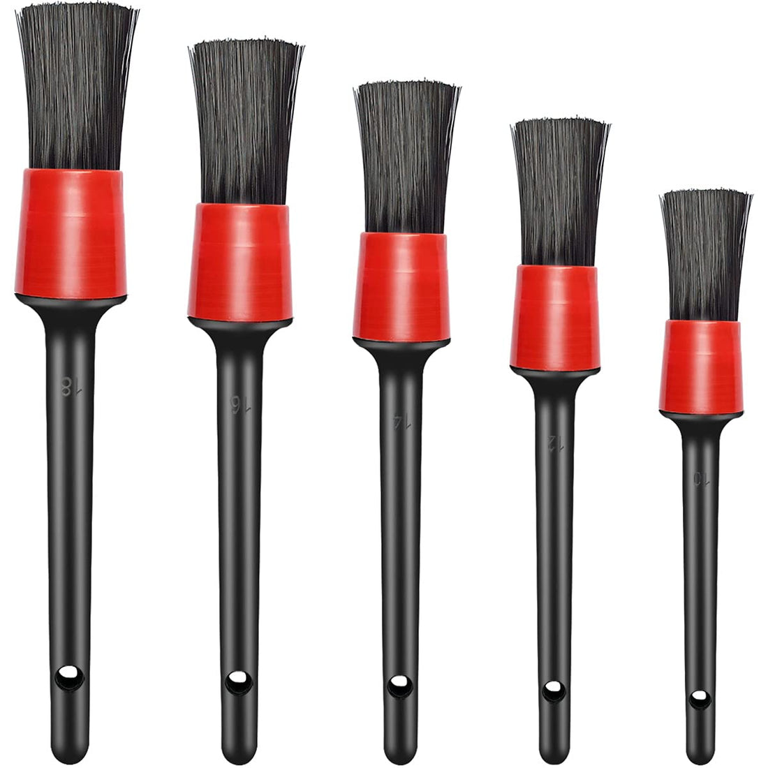 yuntop 5 Different Sizes Detailing Brush Set, Wheel & Tire Brush, Perfect for Cleaning Wheels,Car Dashboard, Interior, Exterior, Leather, Air Vents, Emblems, Motorcy