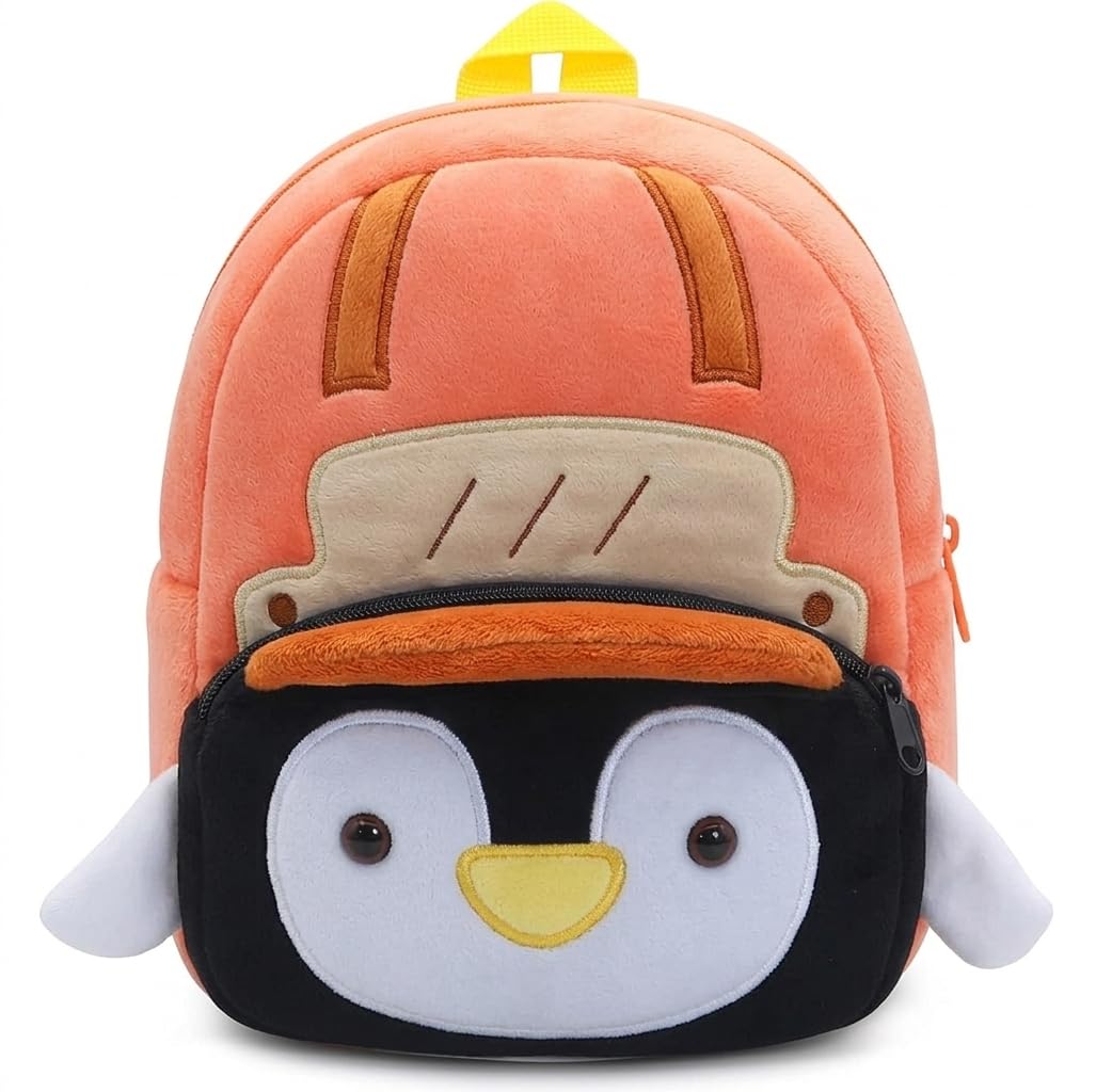 Kids Backpack Kindergarten Daycare, Blue, Cute Mouse with Glasses, Soft Plush Material