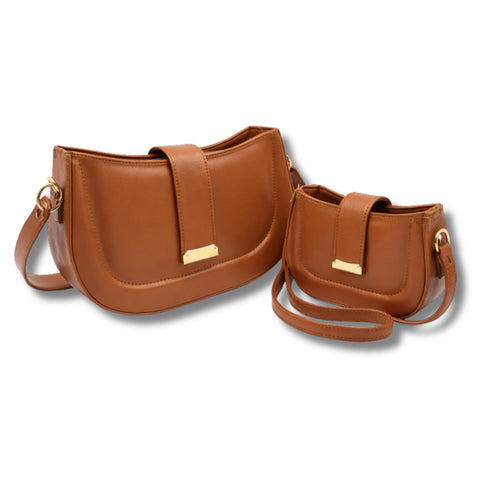 AYSLE 1644 Women’s Leather Bag Set (2-Piece) | Shoulder, Crossbody & Top Handle | Magnetic Closure | Gold Hardware | 12 Colors | Large19×29×9cm,Small:12×18×7cm.