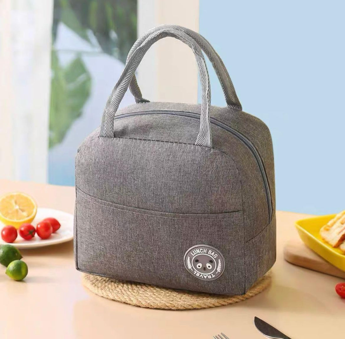 Insulated Lunch Box Handbag with Thick Rice Aluminum Foil Waterproof Lunch Bag for Office Workers Primary School Students (Grey)