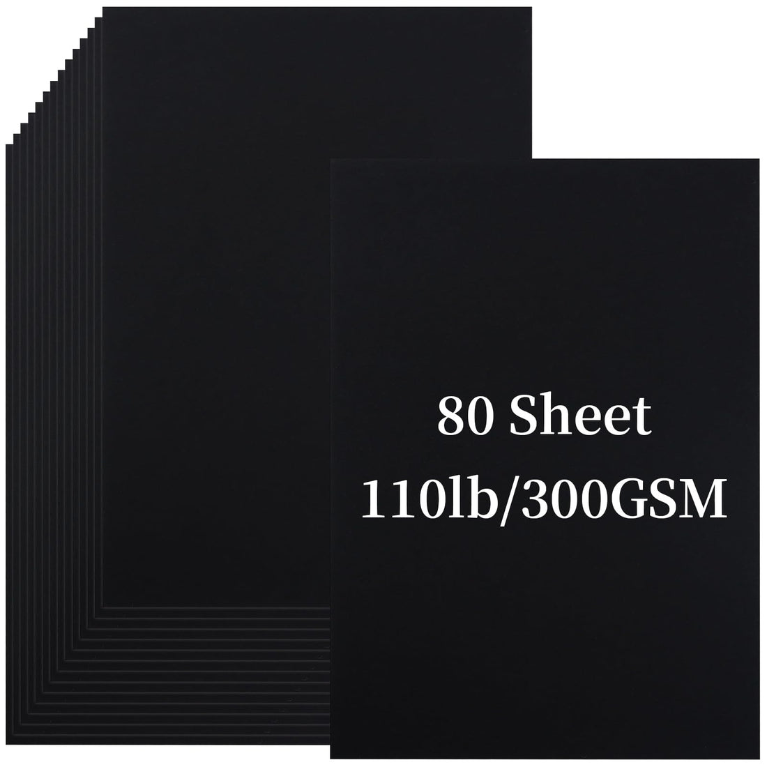 300gsm Black Cardstock - 80 Sheets A5 Size Cardboard Paper Cover Card Stock 110lb Heavyweight Paper Thick Paper for DIY Card Making,Invitations,Postcards,Business Cards