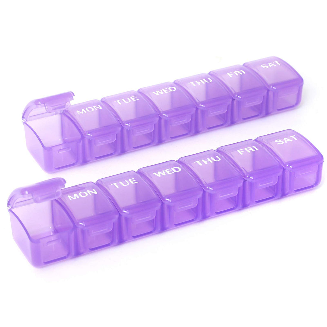 2 PCS Small Weekly Pill Organizer 7 Days,Pocket Daily Pill Case, Daily Planner, Pill Box for Pills/Vitamin/Fish Oil/Supplements (Purple)