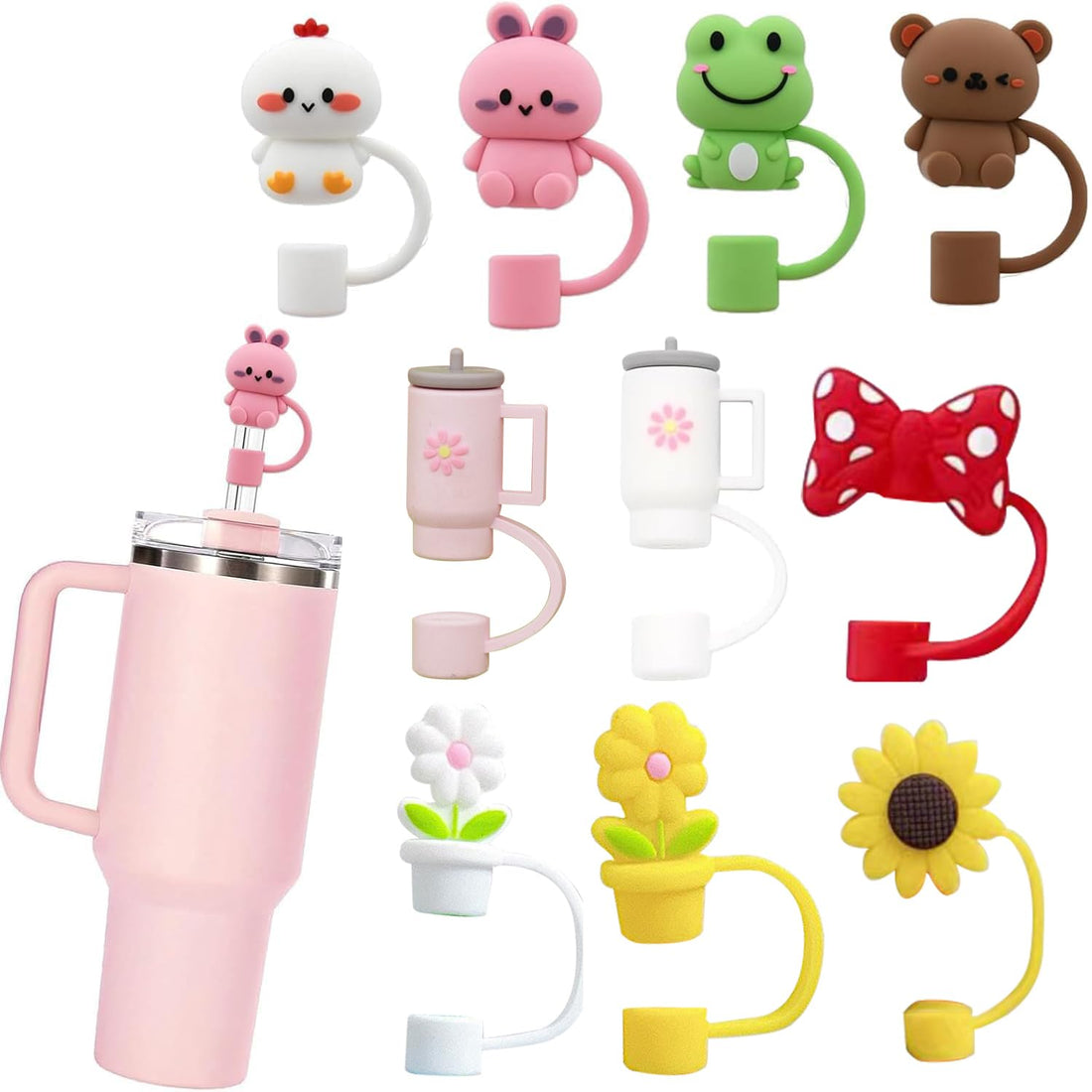 Lonimia Stanley Cup Accessories: Silicone Straw Toppers, Dustproof Sealing Cap for Water Cups - Practical Portable Cover