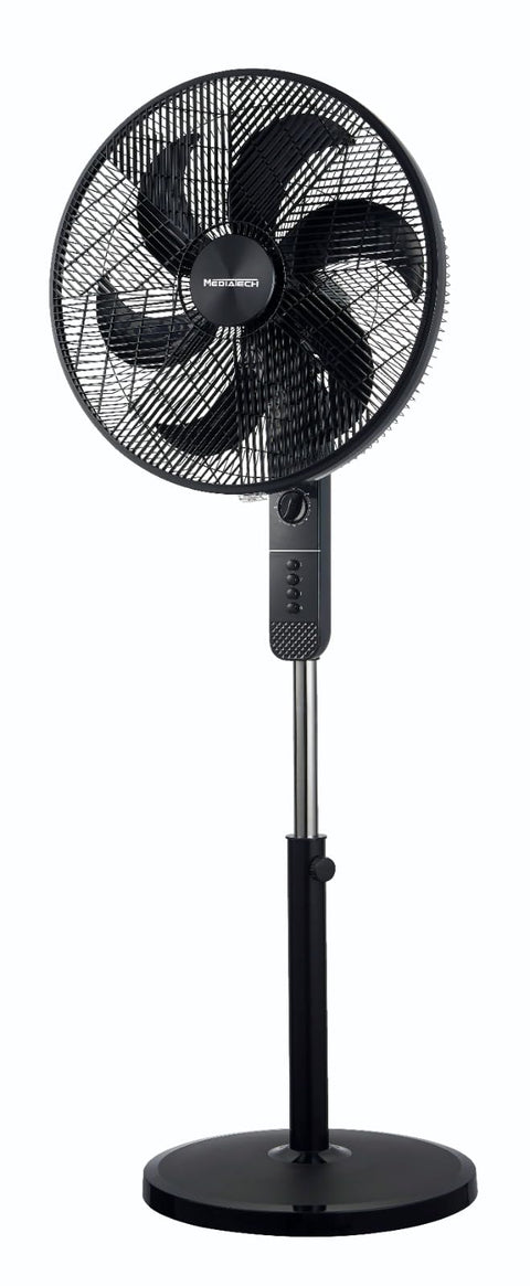 MediaTech Hawa Hawa Stand Fan – 18 Inch, 75W, 6 Blades, 3 Speed,Silent Technology, copper motor, Black (MT-SF46M)