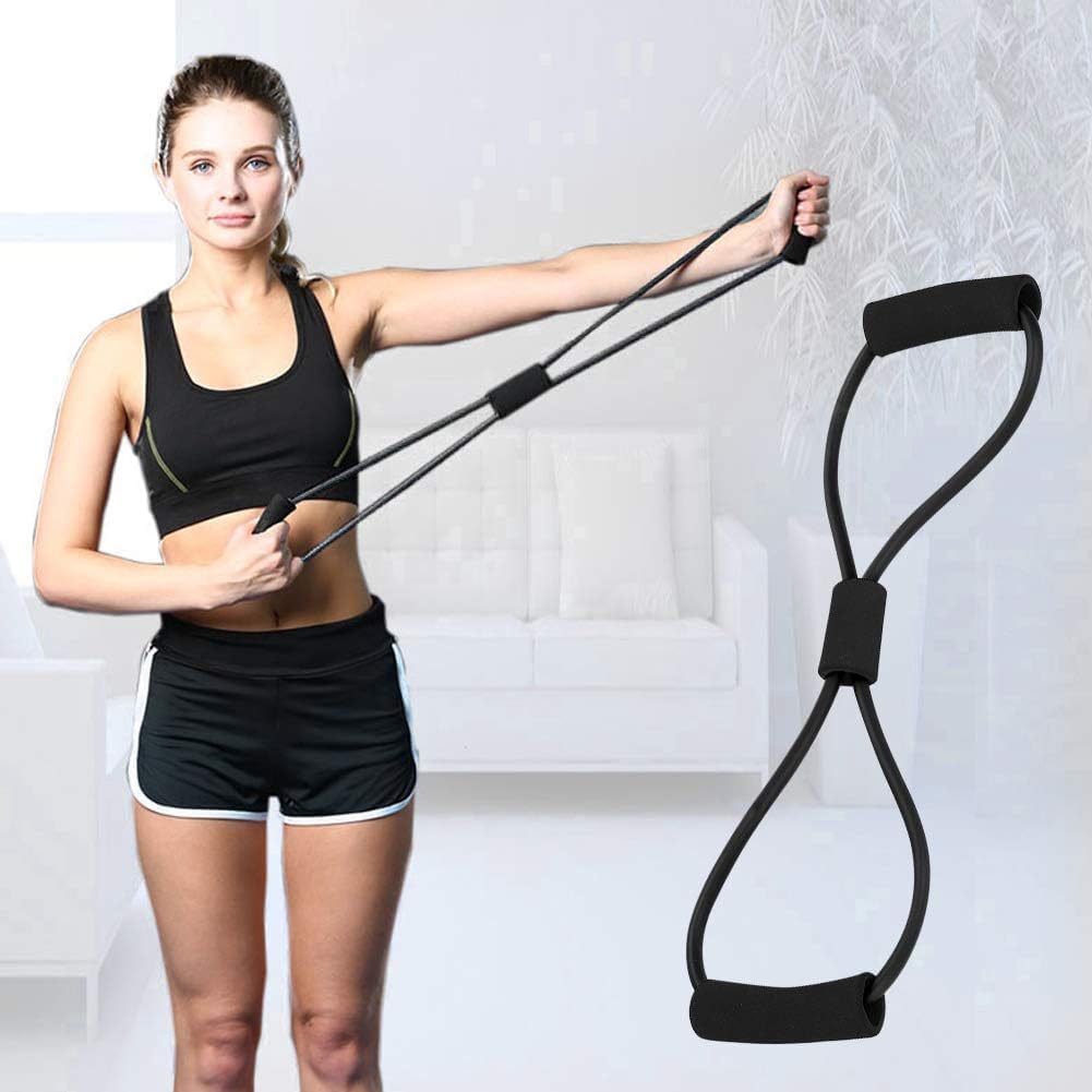 TRUE FIT®Resistance Bands 8 Elastic Bands for Arm Back Chest Arm Shoulder Training Home Workout Equipment Strength Training Abdomen Waist Yoga Marking (Black)