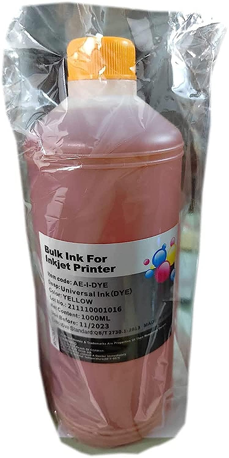 1000 ML Universal Refill BULK Ink kit for Epson Canon HP Brother Lexmark DELL Kodak Inkjet Printer Cartridge Printer Ink (1 Color) (C, Y, M or K) (YELLOW)