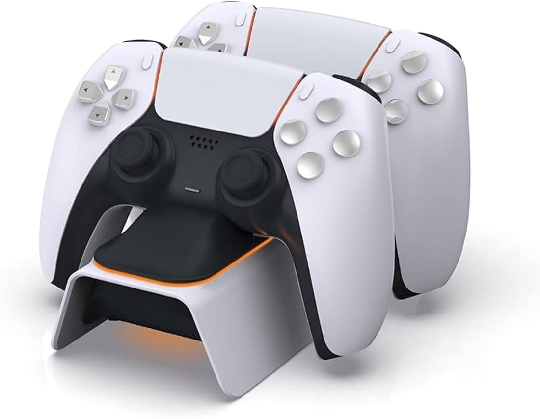 JUSTADILUpgraded PS5 Controller Charger, Fast Charging Dualsense Charging Station for Dual Playstation 5 Controllers with LED Indicator, White