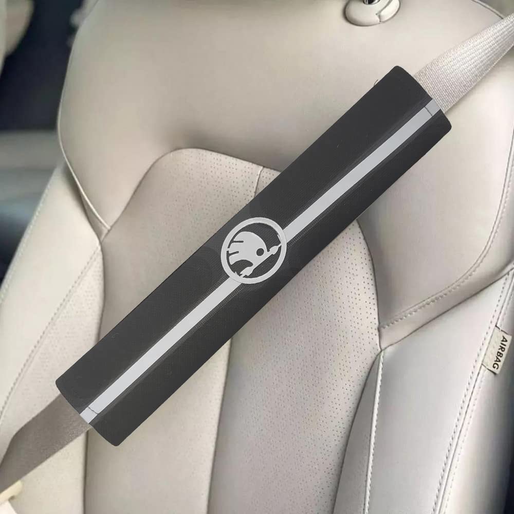 Compatible with Sco?Da - Black - Kapper Trade 2 Piece Car Seat Belt Leather Cover Case - Leather - 2 Piece