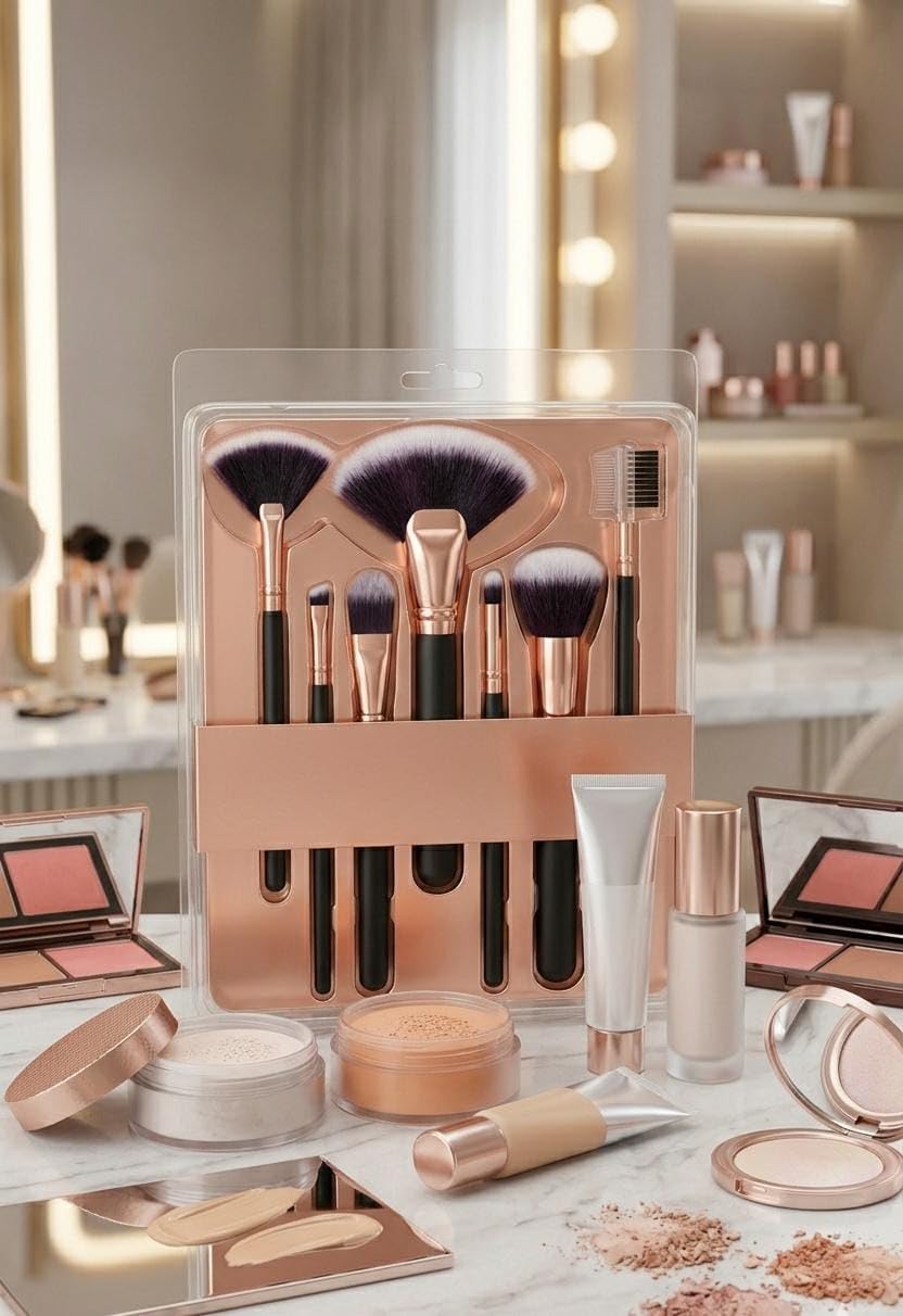 Professional Makeup Brushes, Natural and Synthetic Soft Bristles for Foundation Powder Blush Eye Shadow Applicator (8pcs Applicator Kit)