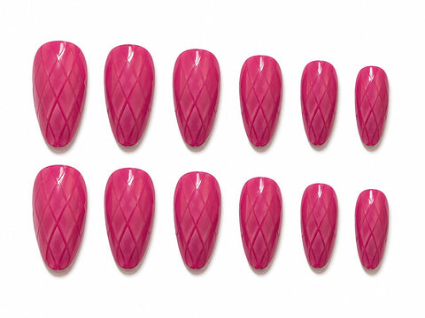 Press-On Nails Set, ABS Material, Glossy Finish, Reusable, 12 Pieces, for Daily Wear and Special Occasions (Fuchsia Pink)