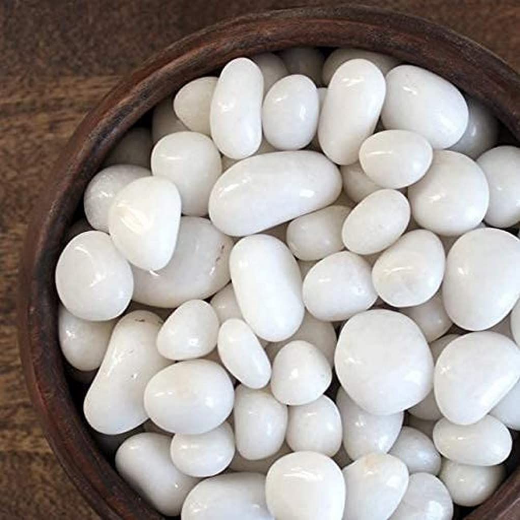 OhhSome [10KG] Polished White Stone Stone Pebbles for Center Table Décor