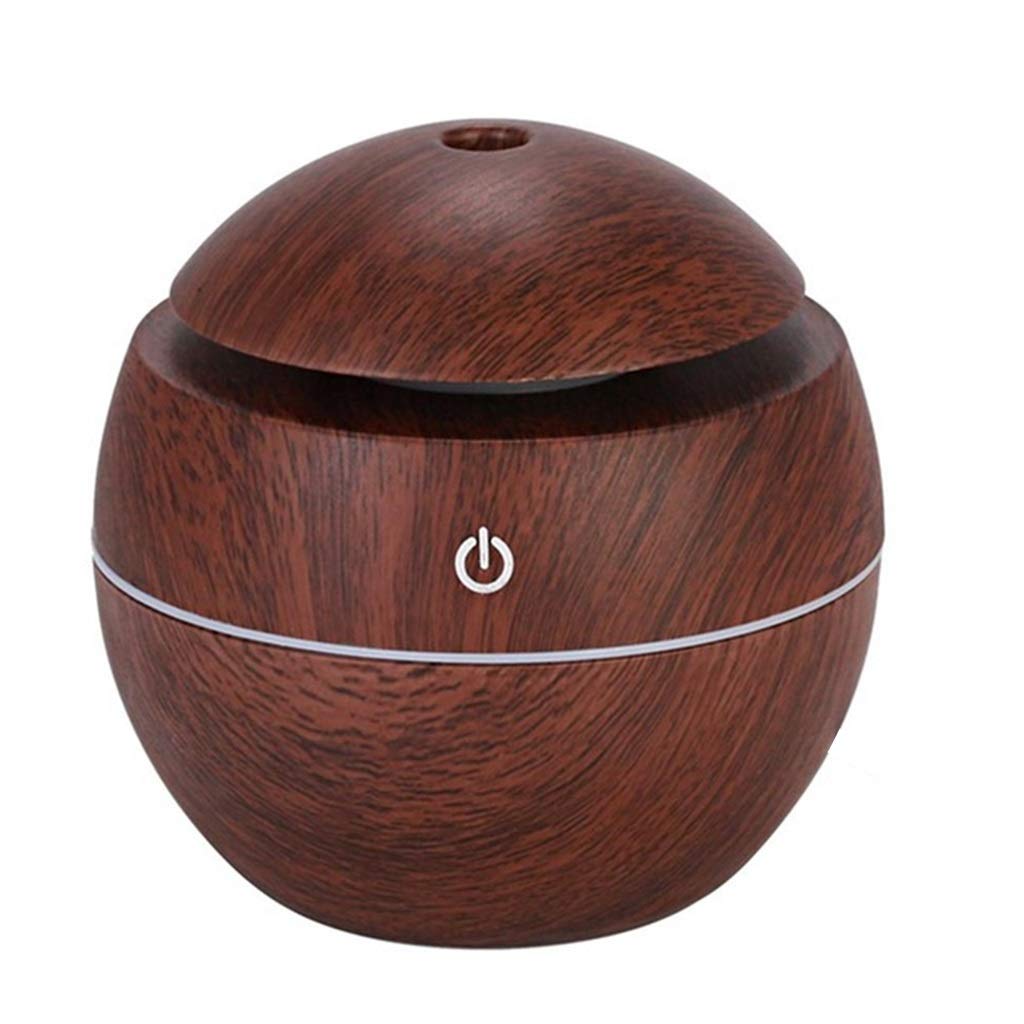 Humidifier 130ml Cool Mist Humidifiers USB Air Diffuser 7 Color LED Lights Ultrasound Air Humidifier Essential Oil Aromatherapy Machine USB Desktop For Car Bedroom Travel Office(lightwood Grain With B