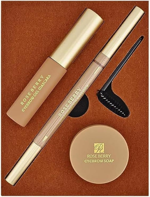 3-in-1 Eyebrow Set with Soap, Pencil Eyeliner and Gel Mascara, Waterproof and Sweatproof, Model RB-1082