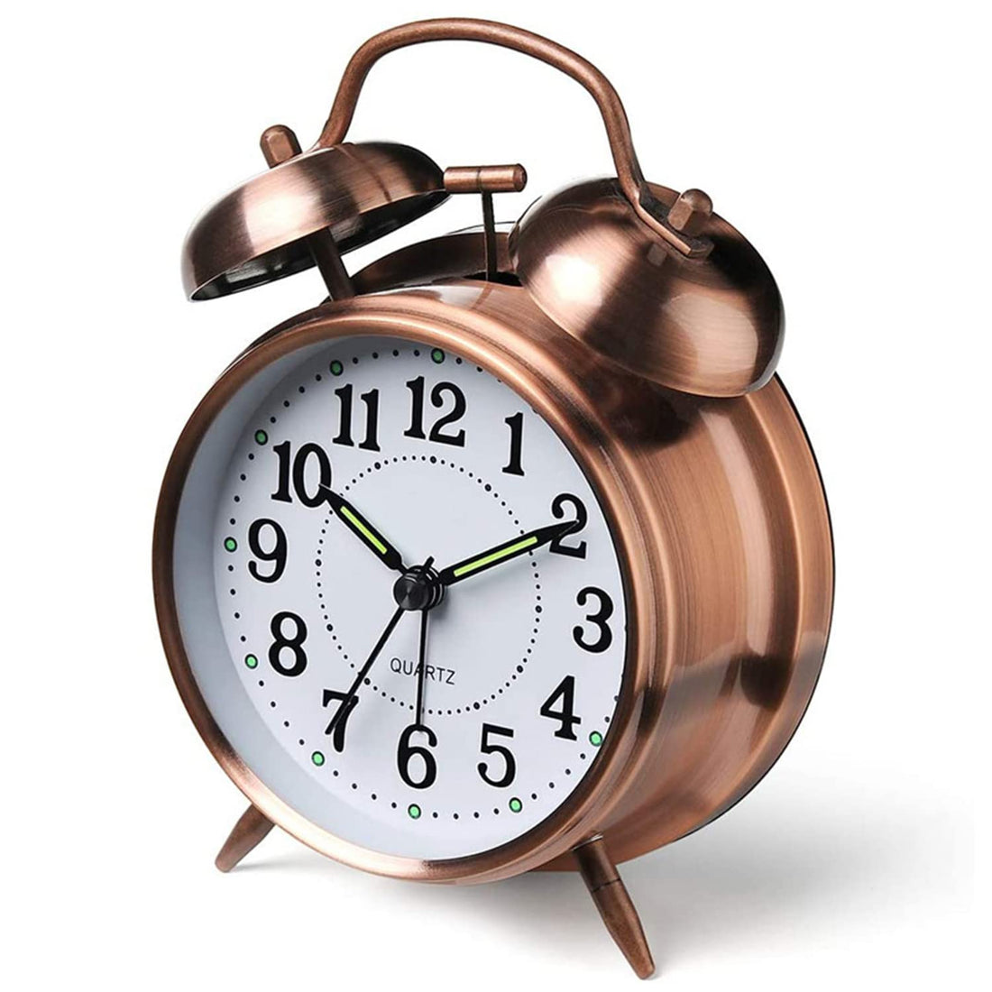 Arabest Loud alarm clock with double bell, size 10 cm, classic double bell alarm clock with an innovative design and a creative metal texture., analog, , brass, bronze resin metal