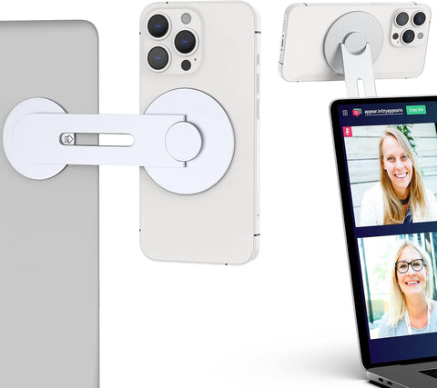 Magnetic Laptop Phone Holder - 180° Adjustable Continuity Camera Mount for iPhone, Compatible with iOS 16 & macOS Ventura - Slim Expansion Bracket for Smartphones & MacBook