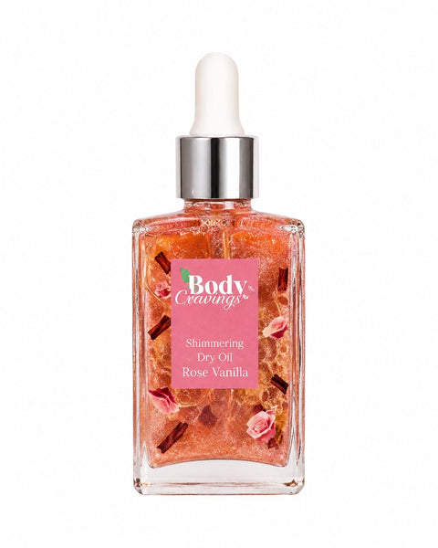 Body Cravings Shimmering Dry Oil | Rose Vanilla Scent | Lightweight Body Oil with Luminous Shimmer | Radiant Glow Finish