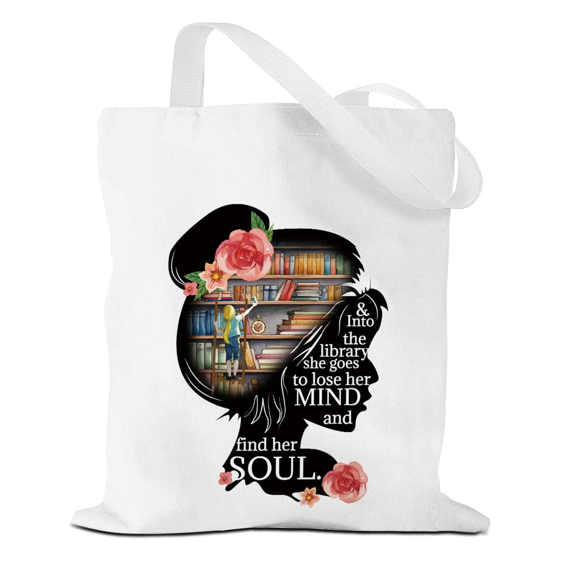 MQBMQB Book Lovers Gifts Tote Bag Bookish Gifts Teacher Gifts Reusable Grocery Bags Librarian Gifts for Readers