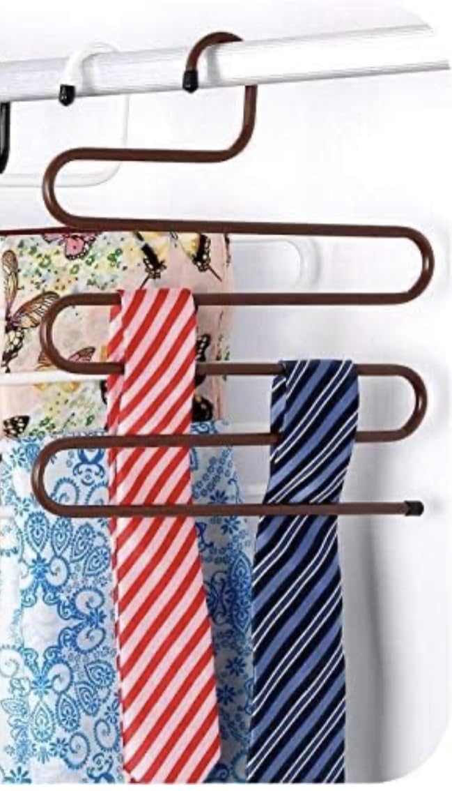 Two (5 layers) Non-slip cloth magic hanger Trousers Pants,Tie, belt hanger Space Saving 2 Magic Hanger for Pants 5 Layers Space Saving in the Closet and Belts and Scarps
