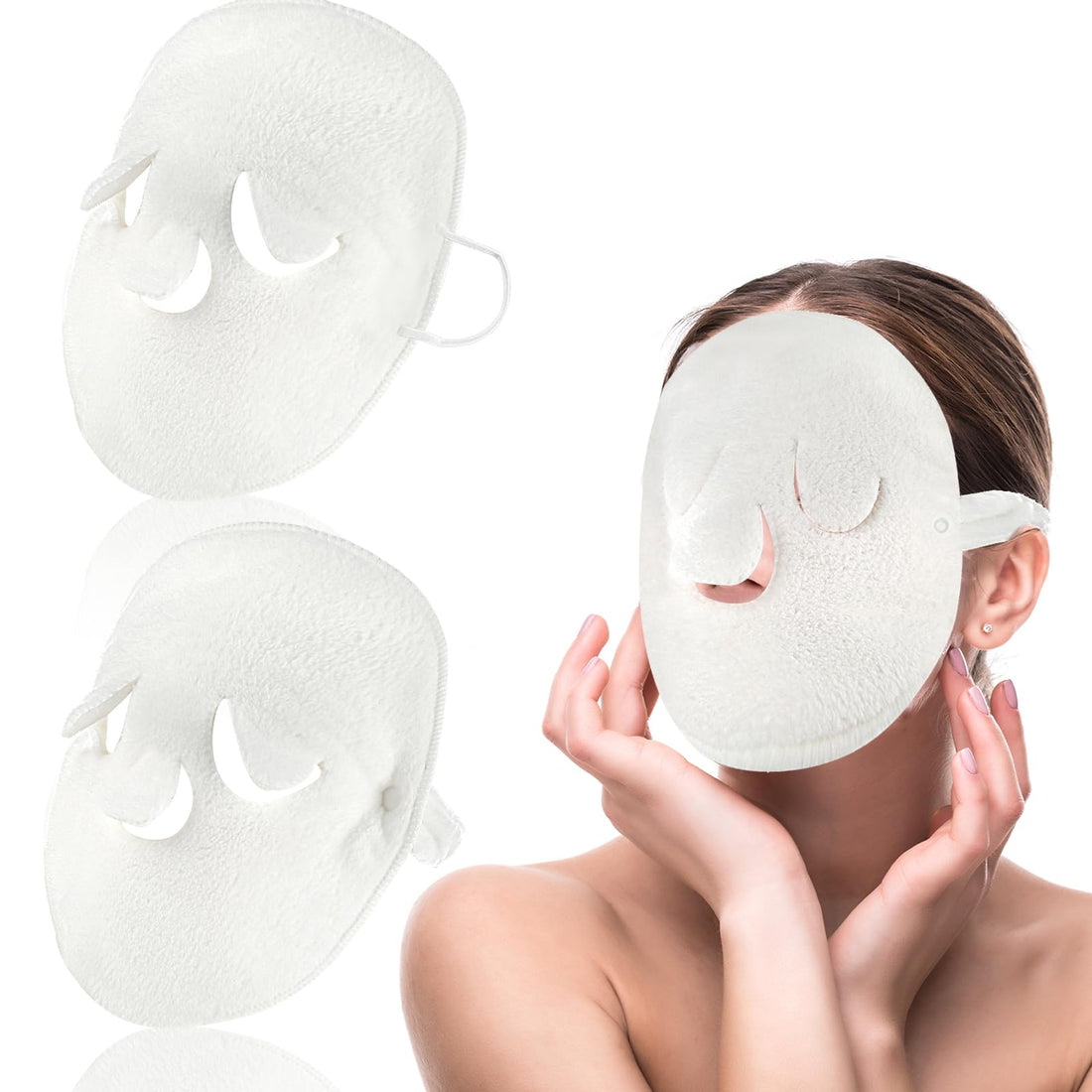 Abeillo 2Pcs Reusable Towel Mask Steamer, Hot Face Towel Mask Moisturizing Facial Kit, Coral Fleece Facial Skin Care Spa Towels Mask Mate for Women Girls Kids