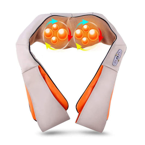 Vinteky Basic Shiatsu Neck and Shoulder Massager with 4D Rotation and Heat Function for Relaxing Fatigue at Home, Office or Car (Grey)