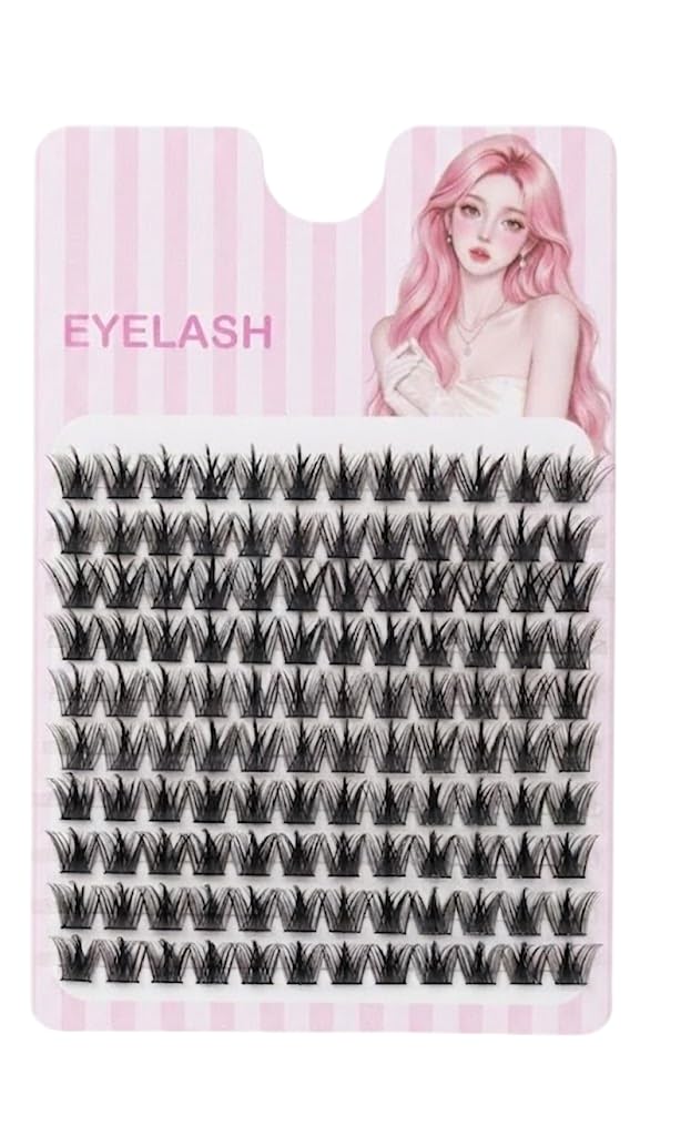 Natural Self Adhesive Eyelashes - 220 PCS - Wispy Press on Lashes Pre Glued Lash Clusters No Glue Needed Press on Eyelash Clusters Reusable Self Adhesive Lash (40D)