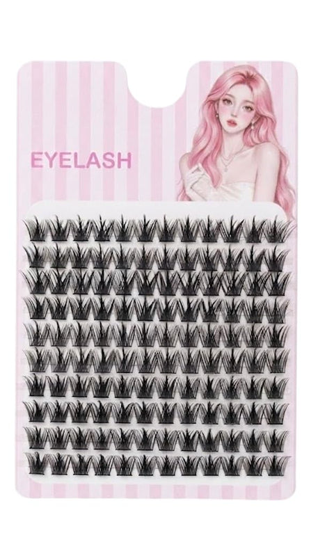 Natural Self Adhesive Eyelashes - 220 PCS - Wispy Press on Lashes Pre Glued Lash Clusters No Glue Needed Press on Eyelash Clusters Reusable Self Adhesive Lash (40D)