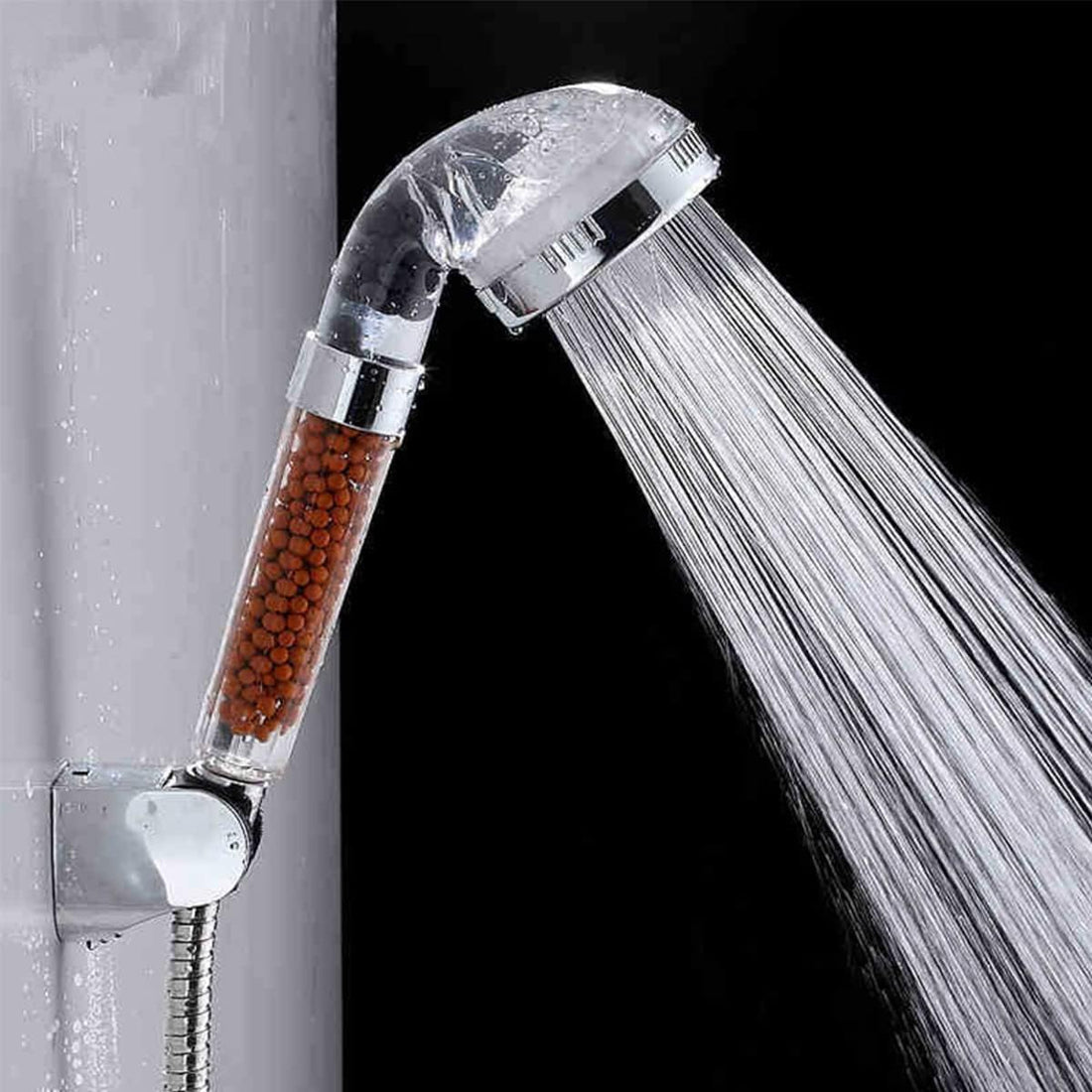Filter Shower Head Water Purifier High Pressure Technology Mineral Granules Remove Impurities and Unwanted Odors Modern Design Transparent