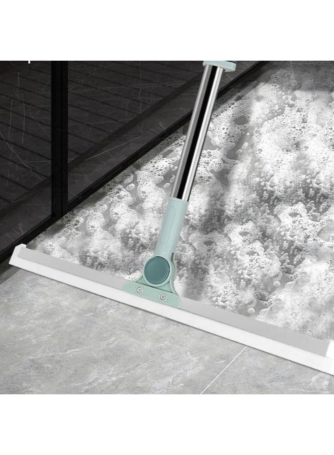 Magic Broom Floor Squeegee Wiper with Long Handle Adjustable 180 Degree Rotating mop Silicone Strips Stainless Steel Silicone Blade Floor Wiper for Home,Office, Shop,Bathroom,Tile Pet Hair.