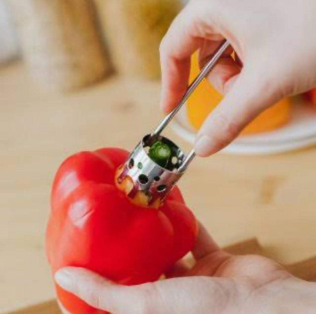 Downtown Stainless Steel Vegetable Core Remover for Mahshi, Silver Food Corer Tool for Stuffing Vegetables, Specialized Manual Kitchen Gadget for Courgettes, Eggplants and Peppers