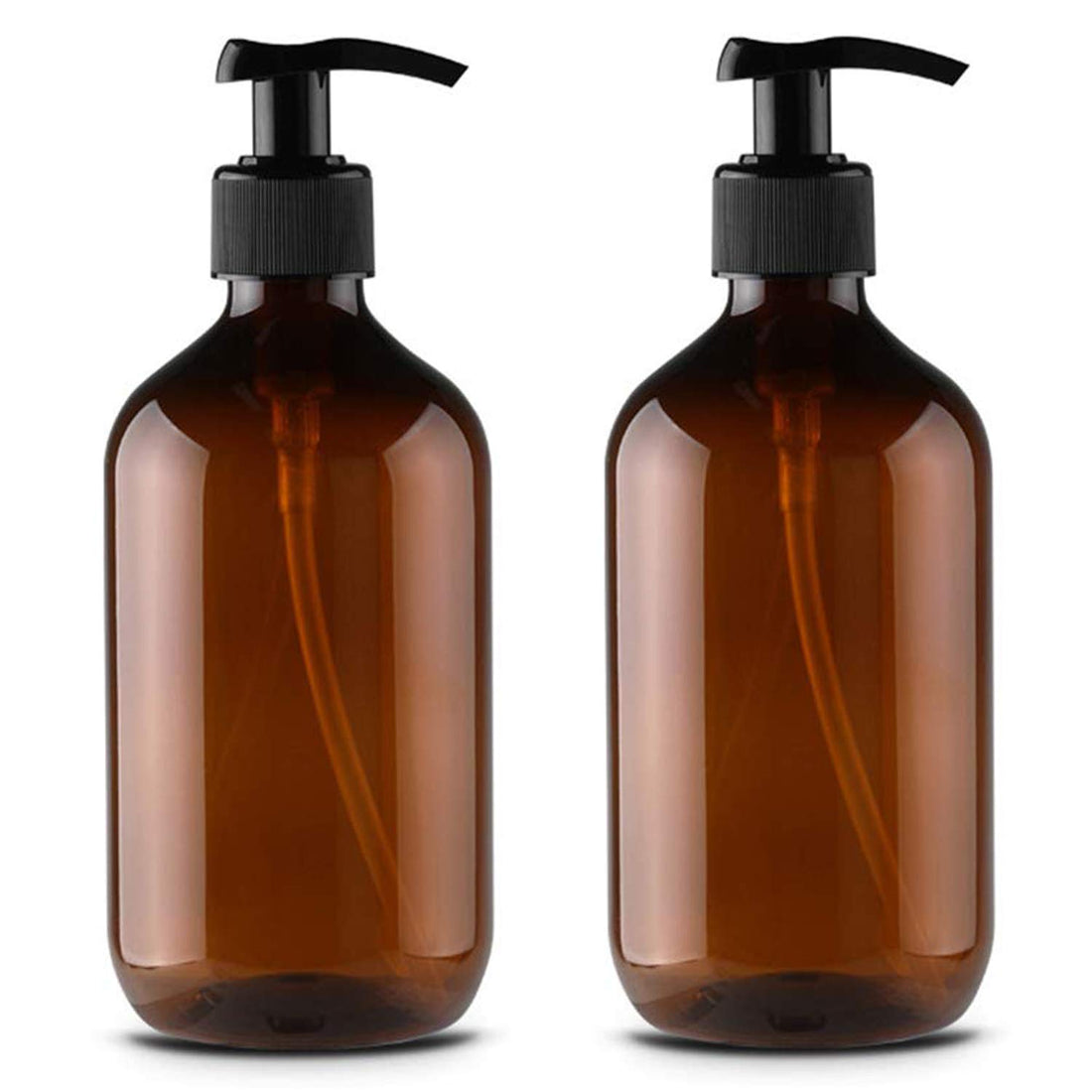2PCS 300ml/10oz Empty Refillable Plastic Lotion Pump Bottles, Shampoo Body Washing Cream Shower Gel Storage Holder Container Toiletries Liquid Dispenser (Brown)