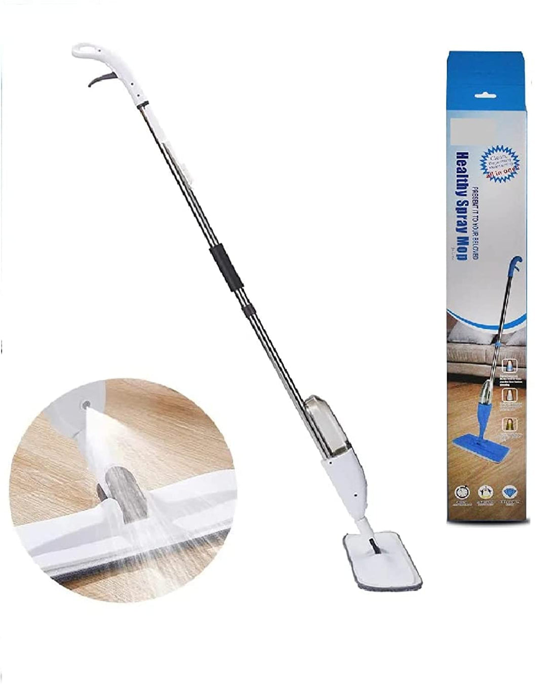 Cleaning Mop 360° Rotating 2 in 1 Spray Mop & Sweaper Floor cleaning with Water tank Washable Microfiber pad Cleaning scraper, Wet/Dry Surface Household cleaning Tool (Multi-Colors)