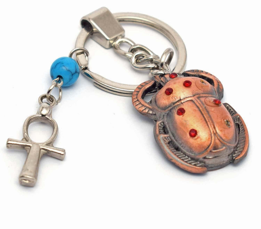 immatgar pharaonic small Hollow Scarab keychain keyring ancient Egyptian souvenirs gifts for men and women from egypt