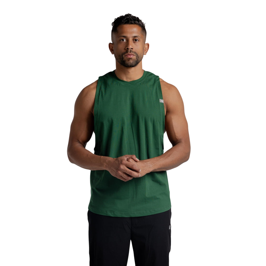 Men’s Cotton Low-Cut Tank Top (Olive) Lightweight Muscle Stringer for Gym & Bodybuilding. Breathable Sleeveless Training Shirt. Standard Fit #242