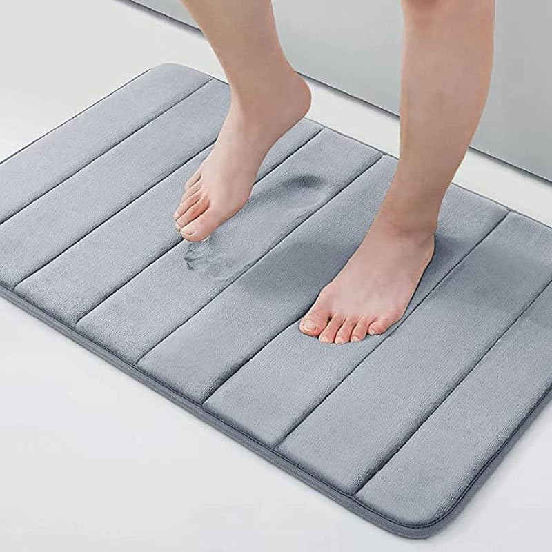 Memory Foam Bath Mat 50 X 80 Cm Gray Extra Soft Comfortable Bathmat Non Slip Super Absorbent Washable Bathroom Mat Gray