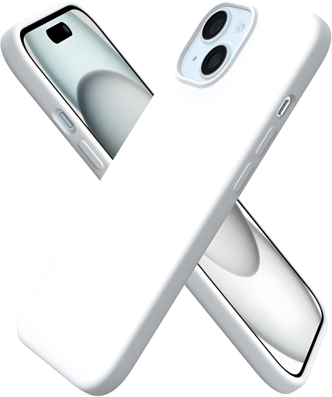 V VOLT Liquid Silicone Case Compatible with iPhone 15, Slim 3-Layer Soft Rubber Protective Cover with Shockproof Design and Anti-Scratch Microfiber Interior (white)