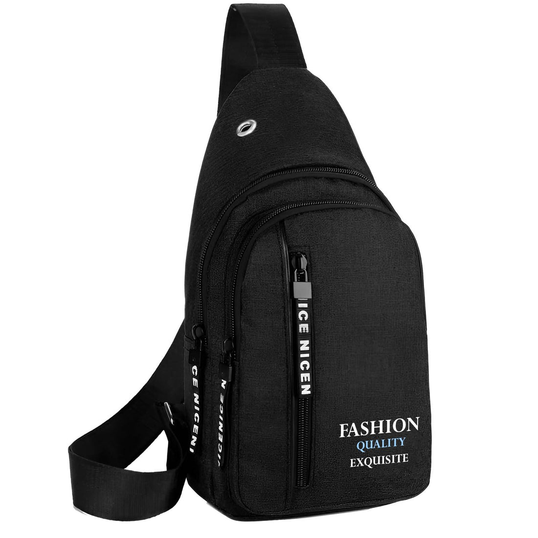 Small Crossbody Bag, Multifunctional Small Chest Shoulder Backpack Travel Bag, Thick Canvas Multi-Pocket Waterproof Travel Bag for Men Women Boys with Earphone Hole
