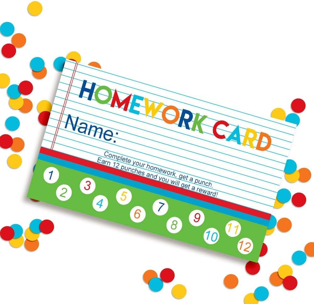 24 Punch Cards Homework Student Awards Loyalty Cards, Incentive Loyalty Reward Card, for Classroom Business Kids Behavior Students Teacher (24 Cards)