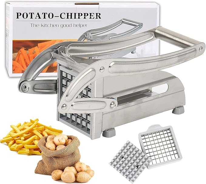 French Fry Cutter Potato – Vegetable & Fruit Slicer Chopper, Chip Maker with Sharp Blades, Easy Kitchen Cooking Tools & Accessories for Perfect Homemade Fries