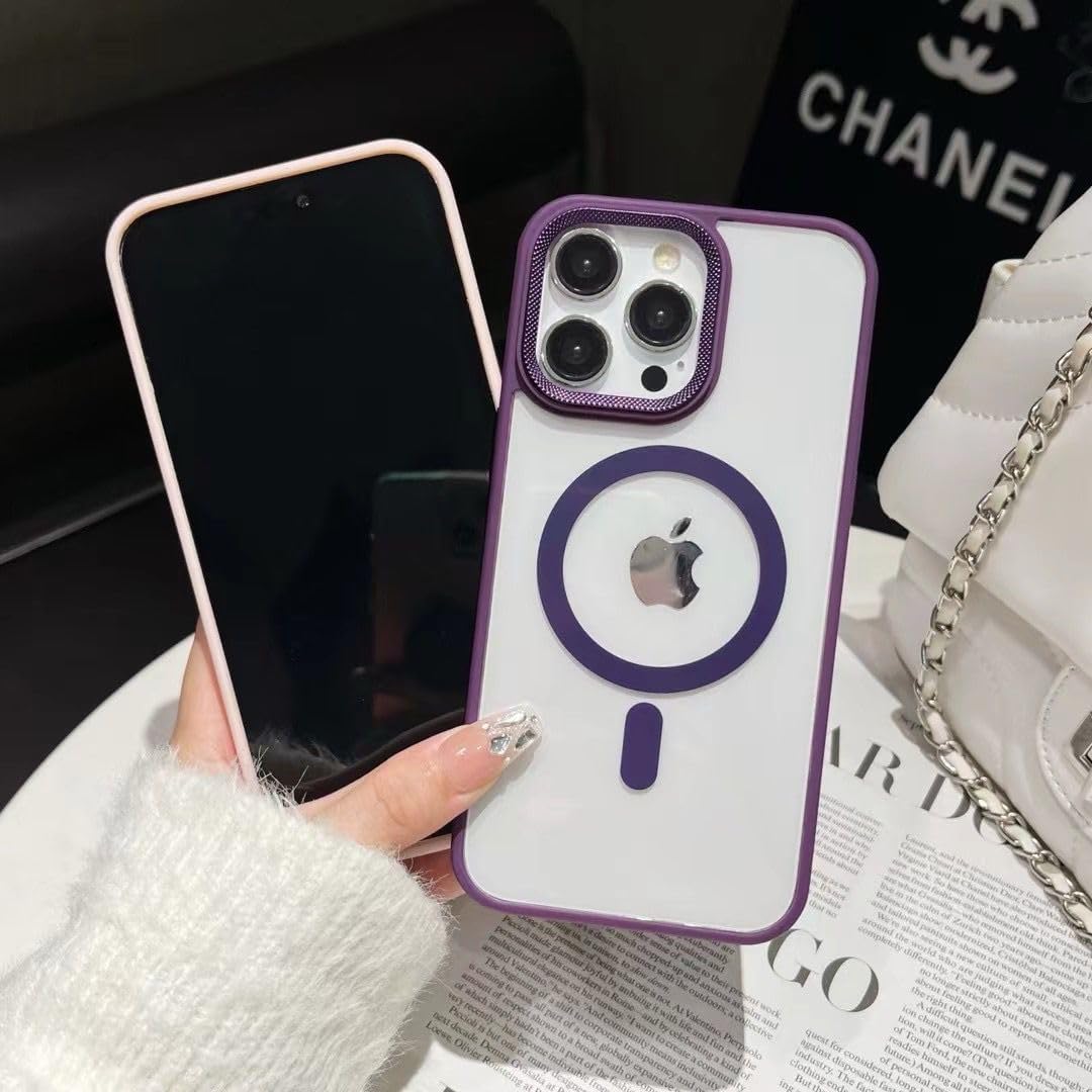 Luxury Metal Lens Camera Protection Meg*Safe Phone Case for iPhone 12 Pro Max Wireless Charging Cover - Clear Back Slim -