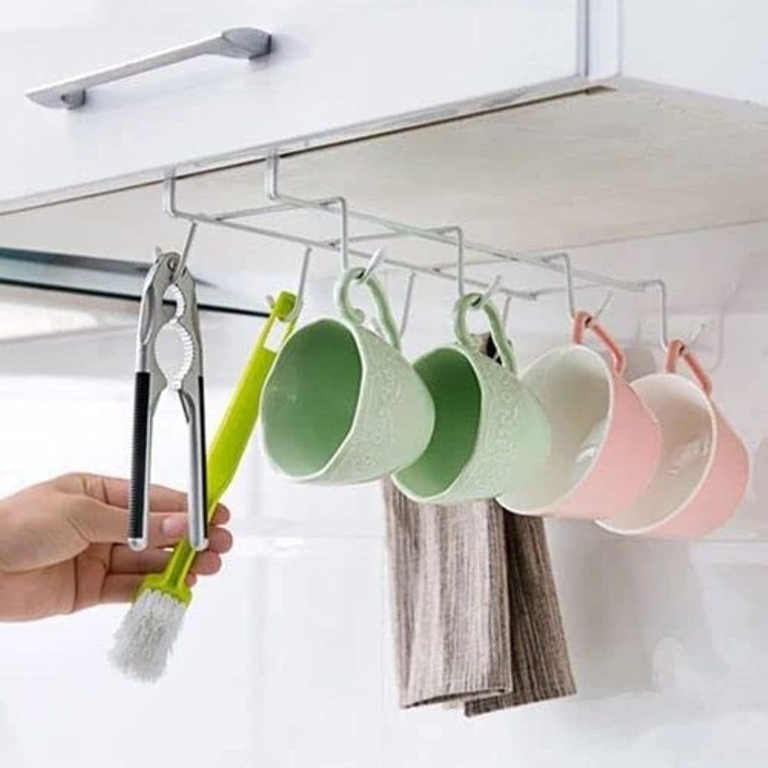 Double Mobility Cup and Mug Holder - White 15 Hooks