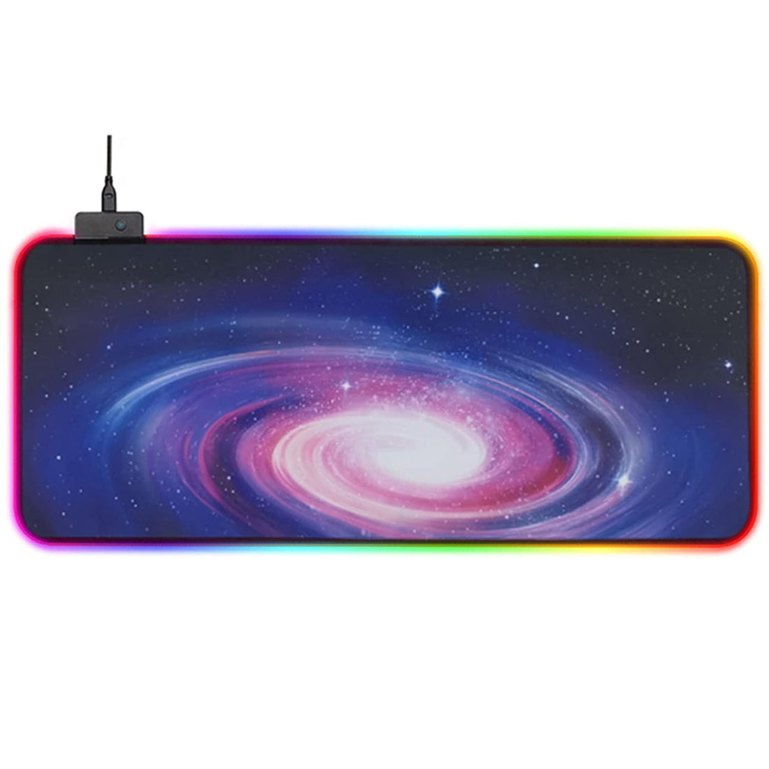 WOTEK RGB Mousepad, Large Extended Led Mousepad Size 800 X 300 X 4 MM with 14 Lighting Modes, Non-Slip & Waterproof Rubber Base Computer Keyboard Pad Mat Galaxy