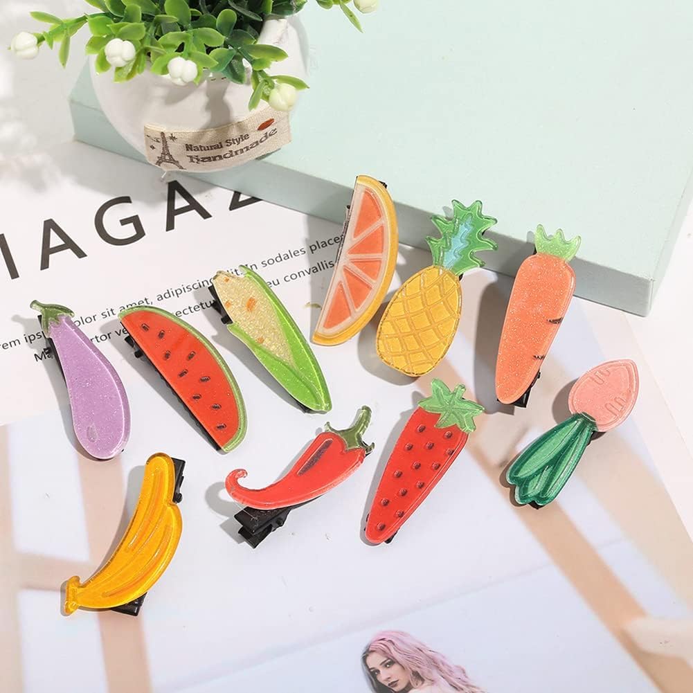 Fruit Hair Clips, Vegetable Hairpin, Fruit and Vegetable Hairpin Hair Clip for Girl Cute Hair Accessories Sweet Barrette Alligator Clips Cute Hair Clips