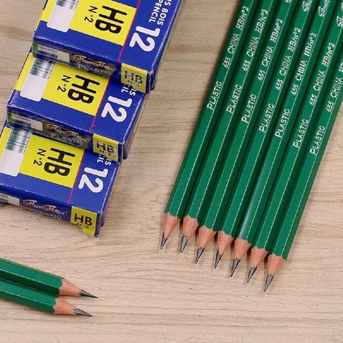 2 Pack HB N°2 Learning Pencils – with Eraser, Safe and Healthy for Kids, 24 Count