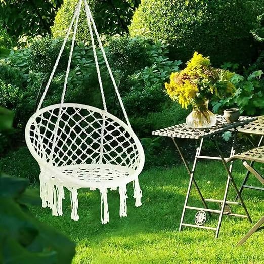 cosrack Hammock Swing Chair for,Handmade Knitted Macrame Hanging Swing Chair for Indoor,Bedroom,Yard,Garden- Capacity