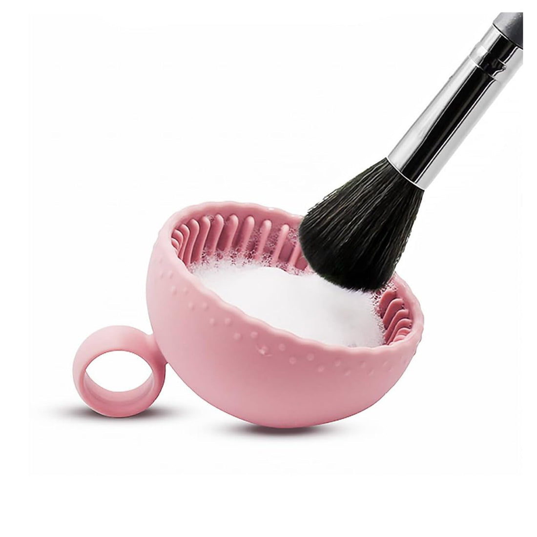 ALMEKAQUZ Silicone Makeup Brush Cleaner, Brush Scrubber Bowl, Makeup Brush Cleaning Mat, Foldable Brush Cleaning Bowl, Portable Washing Tool Cosmetic Brush Cleaner (Pink)