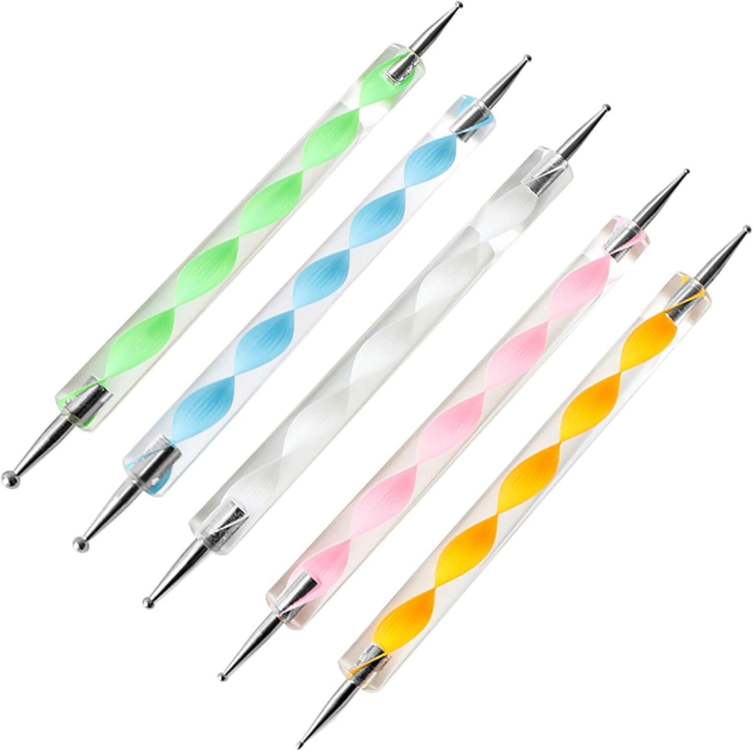 5PCS Nail Dotting Pen Marbleizing Dotting Painting Pen Polish Carving Tool，Paint Manicure Dot Nail Art Set - Multi-Colored